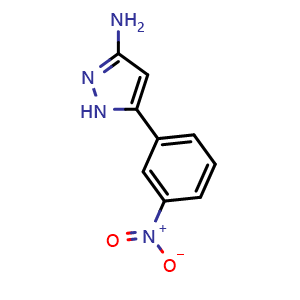 Chemical structure of 5-(3-nitrophenyl)-1h-pyrazol-3-amine , CAS 142338-69-0, AChemBlock P51065