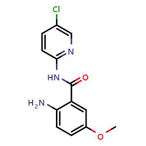 Chemical structure of 2-amino-n-(5-chloropyridin-2-yl)-5-methoxybenzamide , CAS 280773-17-3, AChemBlock P51070