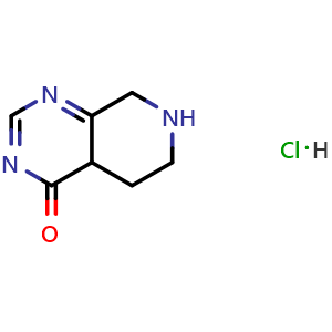 Chemical structure of 5,6,7,8-tetrahydropyrido[3,4-d]pyrimidin-4(4ah)-one hydrochloride , CAS 859826-41-8, AChemBlock P51088