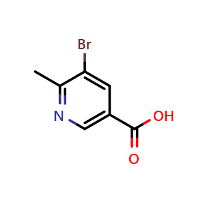 Chemical structure of 5-bromo-6-methyl-nicotinic acid , CAS 1190862-72-6, AChemBlock P51094