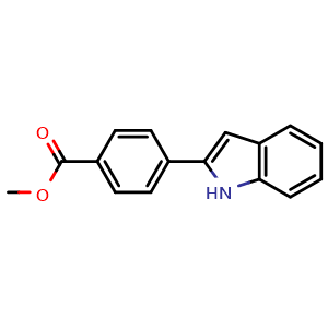 Chemical structure of Methyl 4-(1H-indol-2-yl)benzoate , CAS 485321-10-6, AChemBlock P51095