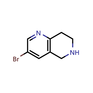 Chemical structure of 3-bromo-5,6,7,8-tetrahydro-[1,6]naphthyridine , CAS 625100-00-7, AChemBlock P51123