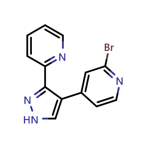 Chemical structure of 2-bromo-4-(3-pyridin-2-yl-1h-pyrazol-4-yl)-pyridine , CAS 446880-81-5, AChemBlock P51134