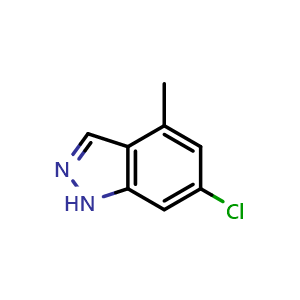 Chemical structure of 6-chloro-4-methyl-1h-indazole , CAS 885520-87-6, AChemBlock P51135