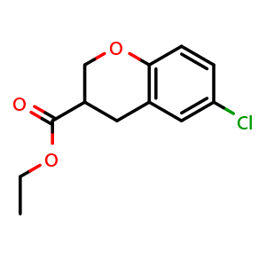 Chemical structure of 6-chloro-chroman-3-carboxylic acid ethyl ester , CAS 885271-36-3, AChemBlock P51152