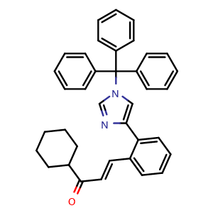 Chemical structure of (E)-1-cyclohexyl-3-(2-(1-trityl-1H-imidazol-4-yl)phenyl)prop-2-en-1-one , CAS 1826036-81-0, AChemBlock P51171