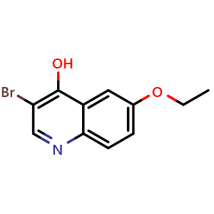 Chemical structure of 3-bromo-6-ethoxyquinolin-4-ol , CAS 1204810-21-8, AChemBlock P51173