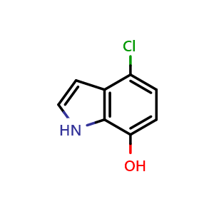 Chemical structure of 4-chloro-7-hydroxy-1h-indole , CAS 1227496-90-3, AChemBlock P51175