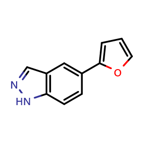 Chemical structure of 5-(2-furyl)-1h-indazole , CAS 885272-43-5, AChemBlock P51179