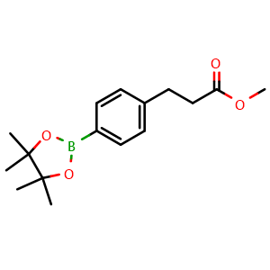 Chemical structure of methyl 3-(4-(4,4,5,5-tetramethyl-1,3,2-dioxaborolan-2-yl)phenyl)propanoate , CAS 490035-82-0, AChemBlock P51184