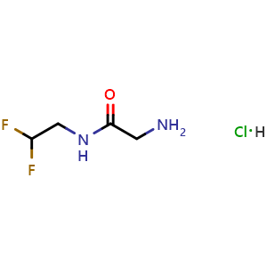 Chemical structure of 2-amino-n-(2,2-difluoroethyl)acetamide hydrochloride , CAS 1414642-43-5, AChemBlock P51197