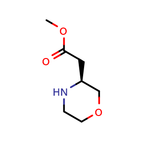 Chemical structure of (S)-methyl 2-(morpholin-3-yl)acetate , CAS 1273577-48-2, AChemBlock P51210