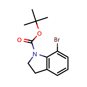 Chemical structure of tert-butyl 7-bromo-indoline-1-carboxylate , CAS 143262-17-3, AChemBlock P51242