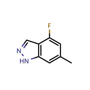 Chemical structure of 4-fluoro-6-methyl-1h-indazole , CAS 885522-09-8, AChemBlock P51243