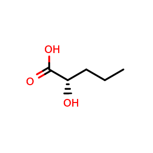 Chemical structure of (S)-2-Hydroxypentanoic acid , CAS 41014-93-1, AChemBlock P51274