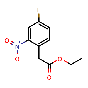 Chemical structure of ethyl 2-(4-fluoro-2-nitrophenyl)acetate , CAS 1209007-72-6, AChemBlock P51298