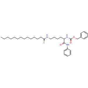 Chemical structure of benzyl (1-oxo-1-(phenylamino)-6-tetradecanethioamidohexan-2-yl)carbamate , CAS 1429749-41-6, AChemBlock P51304