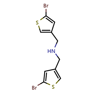 Chemical structure of bis-(5-bromo-thiophen-3-ylmethyl)-amine , CAS 1599958-50-5, AChemBlock P51307