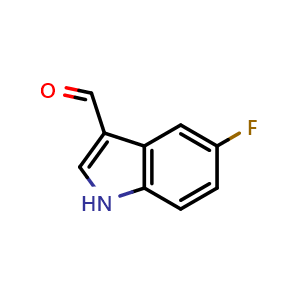 Chemical structure of 5-fluoro-1H-indole-3-carbaldehyde , CAS 2338-71-8, AChemBlock P51330