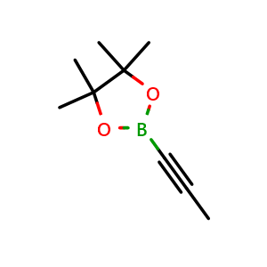 Chemical structure of 4,4,5,5-tetramethyl-2-(prop-1-yn-1-yl)-1,3,2-dioxaborolane , CAS 347389-75-7, AChemBlock P51372