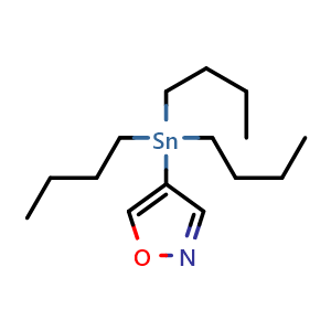 Chemical structure of 4-(tributylstannyl)isoxazole , CAS 2020067-63-2, AChemBlock P51381