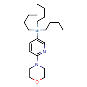 Chemical structure of 2-Morpholino-5-(tributylstannyl)pyridine , CAS 223556-07-8, AChemBlock P51395