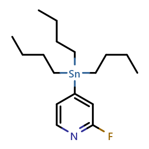 Chemical structure of (2-Fluoropyridin-4-yl)tributylstannane , CAS 457061-31-3, AChemBlock P51398