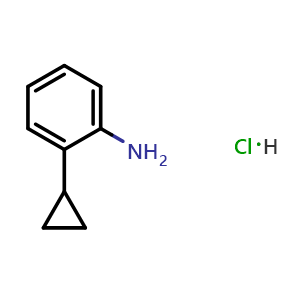 Chemical structure of 2-cyclopropylbenzenamine hydrochloride , CAS 1056454-83-1, AChemBlock P51441