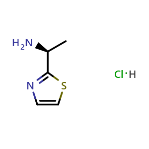 Chemical structure of (S)-1-(thiazol-2-yl)ethanamine hydrochloride , CAS 2323582-65-4, AChemBlock P51443