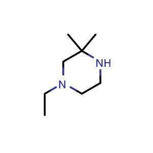 Chemical structure of 1-Ethyl-3,3-dimethylpiperazine , CAS 1225882-54-1, AChemBlock P51444