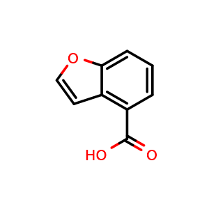 Chemical structure of benzofuran-4-carboxylic acid , CAS 166599-84-4, AChemBlock P51480