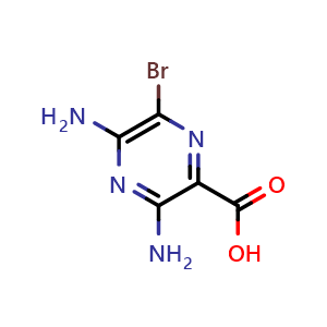 Chemical structure of 3,5-diamino-6-bromopyrazine-2-carboxylic acid , CAS 1303968-25-3, AChemBlock P51487