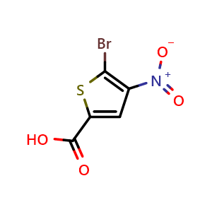Chemical structure of 5-bromo-4-nitrothiophene-2-carboxylic acid , CAS 89283-24-9, AChemBlock P51495