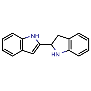 Chemical structure of 2,3-Dihydro-1H,1'H-2,2'-biindole , CAS 38505-89-4, AChemBlock P51496