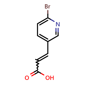 Chemical structure of 3-(6-Bromopyridin-3-yl)acrylic acid , CAS 1035123-89-7, AChemBlock P51524