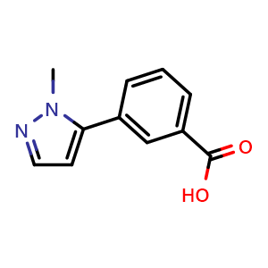 Chemical structure of 3-(1-Methyl-1H-pyrazol-5-yl)benzoic acid , CAS 628297-55-2, AChemBlock P51528