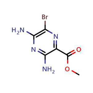 Chemical structure of methyl 3,5-diamino-6-bromopyrazine-2-carboxylate , CAS 1458-20-4, AChemBlock P51539