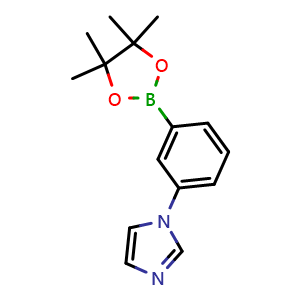 Chemical structure of 1-(3-(4,4,5,5-tetramethyl-1,3,2-dioxaborolan-2-yl)phenyl)-1H-imidazole , CAS 1888440-98-9, AChemBlock P51551