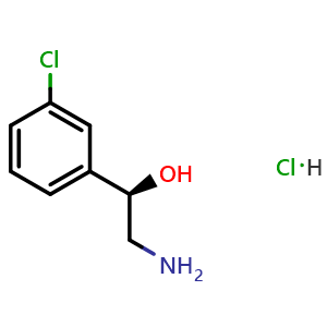 Chemical structure of (R)-2-amino-1-(3-chlorophenyl)ethanolhydrochloride , CAS 169032-01-3, AChemBlock P51568