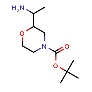 Chemical structure of tert-Butyl 2-(1-aminoethyl)morpholine-4-carboxylate , CAS 1824327-48-1, AChemBlock P51597