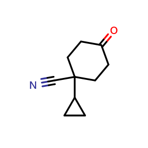 Chemical structure of 1-cyclopropyl-4-oxocyclohexanecarbonitrile , CAS 960370-97-2, AChemBlock P51598