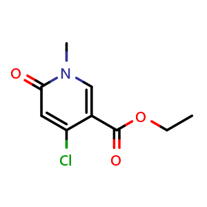 Chemical structure of ethyl 4-chloro-1-methyl-6-oxo-1,6-dihydro-3-pyridinecarboxylate , CAS 821791-58-6, AChemBlock P51614