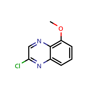 Chemical structure of 2-chloro-5-methoxyquinoxaline , CAS 76052-76-1, AChemBlock P51649