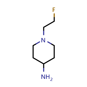 Chemical structure of 1-(2-fluoroethyl)-4-Piperidinamine , CAS 947263-70-9, AChemBlock P51652