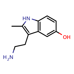 Chemical structure of 3-(2-aminoethyl)-2-methyl-1H-indol-5-ol , CAS 78263-90-8, AChemBlock P51667