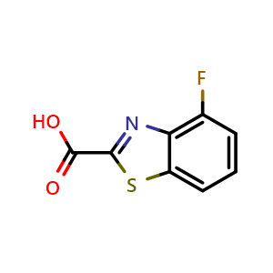 Chemical structure of 4-Fluorobenzo[d]thiazole-2-carboxylic acid , CAS 479028-70-1, AChemBlock P51678