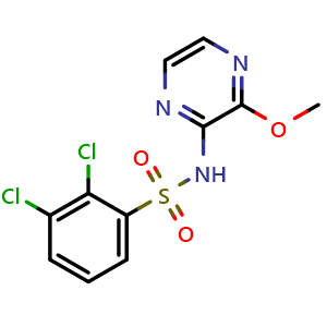 Chemical structure of 2,3-dichloro-N-(3-methoxypyrazin-2-yl)benzenesulfonamide , CAS 566203-88-1, AChemBlock P51705