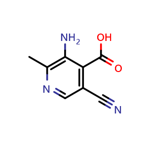 Chemical structure of 3-amino-5-cyano-2-methylisonicotinic acid , CAS 1369097-61-9, AChemBlock P51725