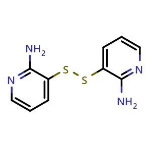Chemical structure of 3-[(2-aminopyridin-3-yl)disulfanyl]pyridin-2-amine , CAS 125209-79-2, AChemBlock P51738