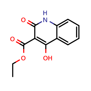 Chemical structure of ethyl 4-hydroxy-2-oxo-1,2-dihydroquinoline-3-carboxylate , CAS 40059-53-8, AChemBlock Q51826